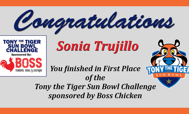 TONY THE TIGER SUN BOWL CHALLENGE PRESENTED BY BOSS CHICKEN –   THANK YOU FOR PLAYING!